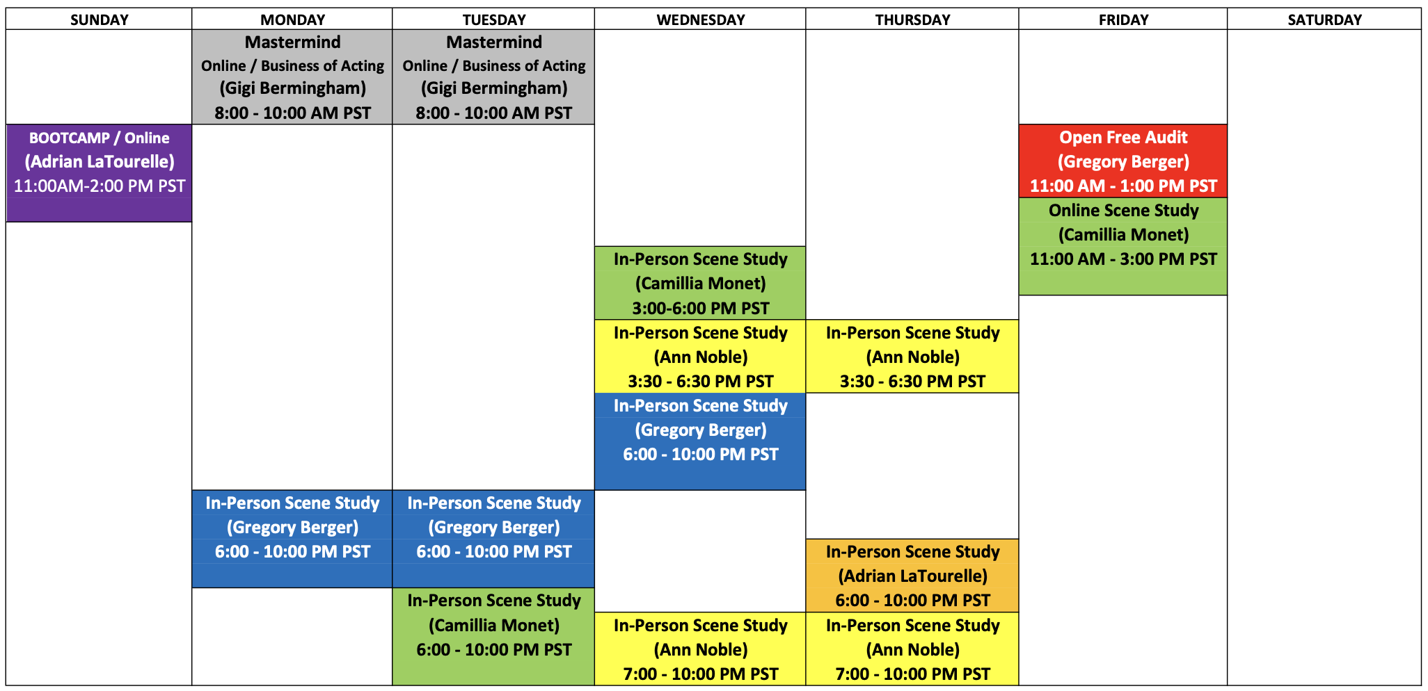 6.20.22 class schedule